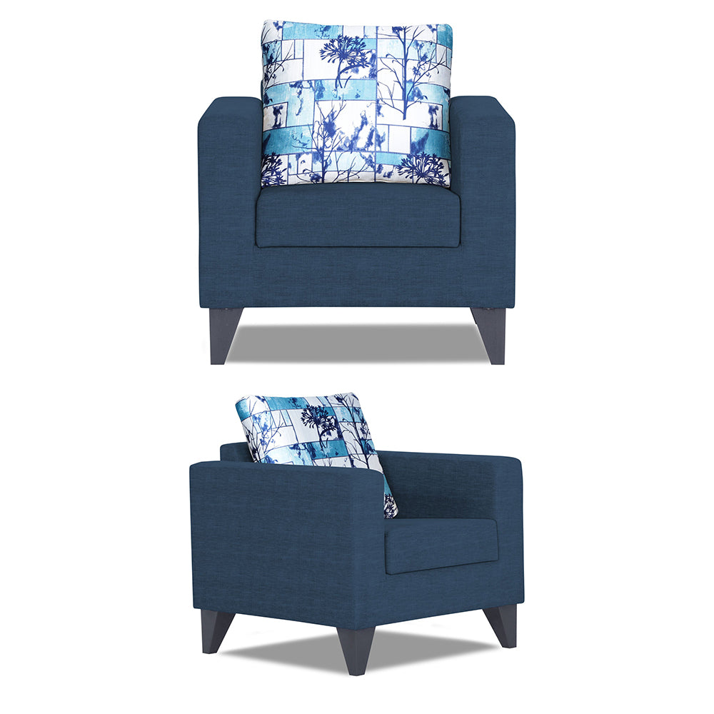Adorn India Hallton Digitel Print Cushion 3+2+1 6 Seater Sofa Set (Blue) (3 Year Warranty)