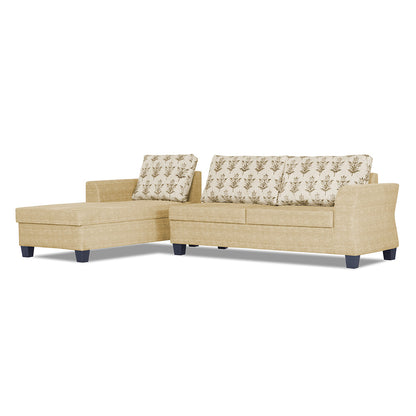 Adorn India Valencia Plus L Shape 6 Seater Sofa Set Leaf (Left Hand Side) (Beige)