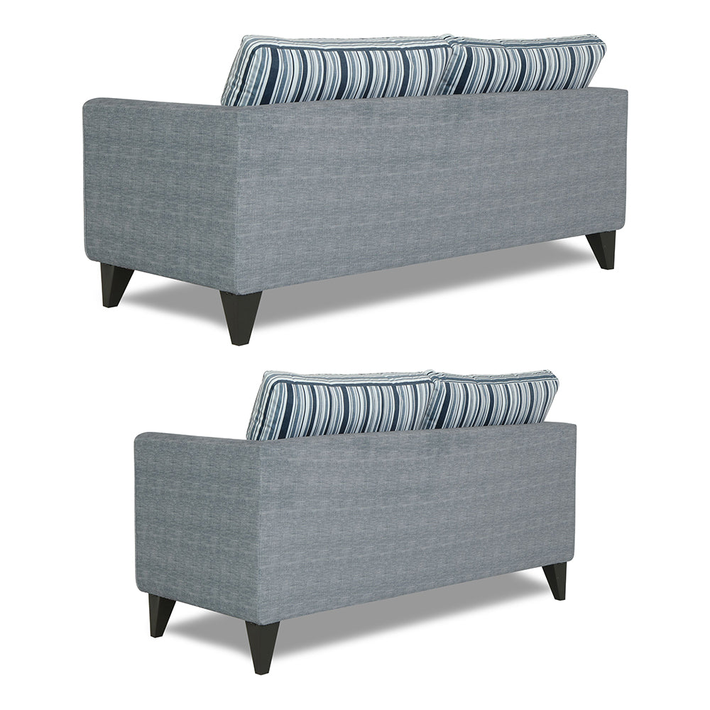 Adorn India Lawson Stripes 3+2 5 Seater Sofa Set with Centre Table (Grey)
