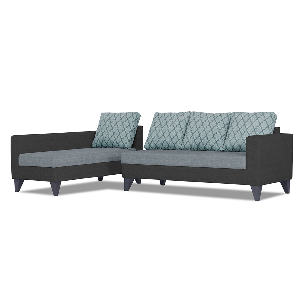 Adorn India Beetle Plus Blossom L Shape 6 Seater Sofa Set (Left Hand Side) (Black & Grey) (3 Year Warranty)
