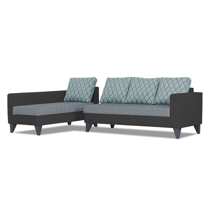 Adorn India Beetle Plus Blossom L Shape 6 Seater Sofa Set (Left Hand Side) (Black & Grey) (3 Year Warranty)