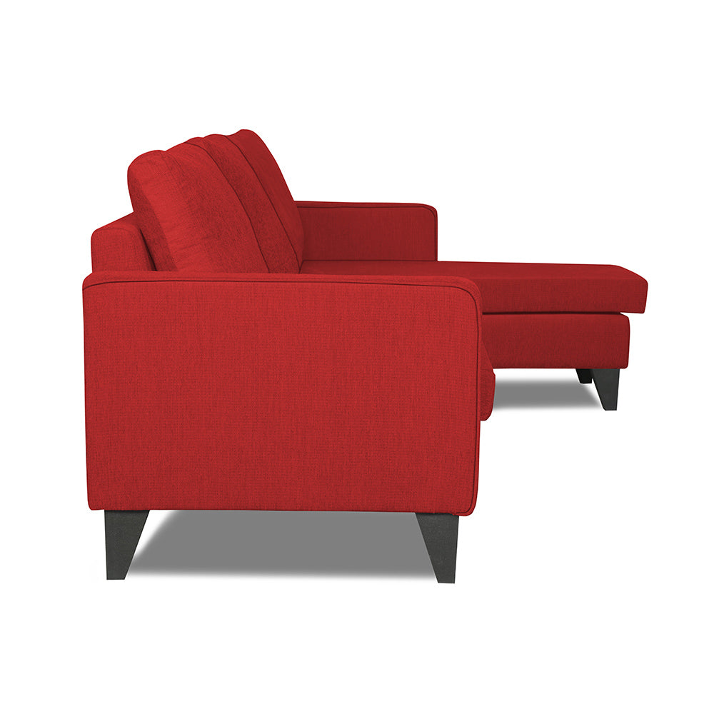 Adorn India Chandler Plain L Shape 4 Seater Sofa Set (Red) (3 Year Warranty)