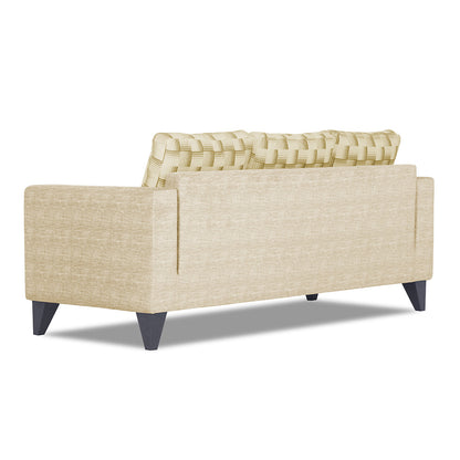 Adorn India Straight line Plus Bricks 3 Seater Sofa (Beige) (3 Year Warranty)