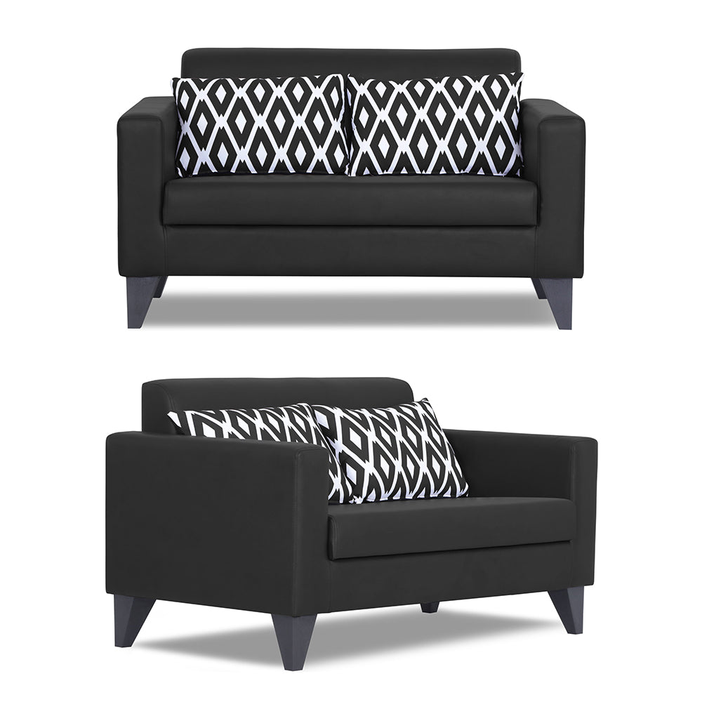 Adorn India Bladen Leatherette 3+2 5 Seater Sofa Set (Black)