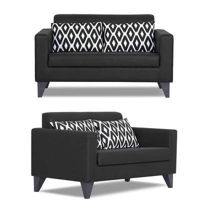 Adorn India Bladen Leatherette 3+2 5 Seater Sofa Set (Black)