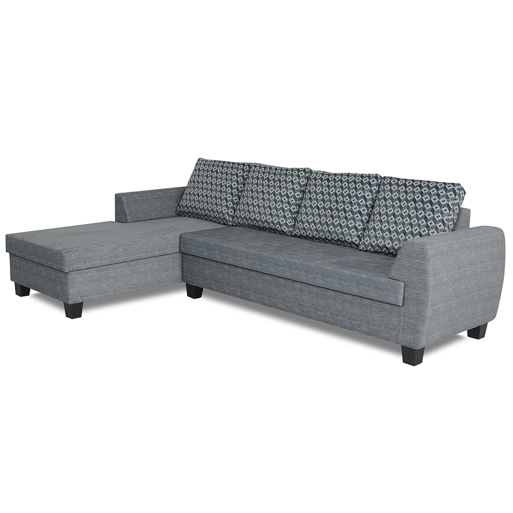Adorn India Raiden Bricks Premium L Shape 6 Seater Sofa Set with Center Table (Left Hand Side) (Grey) (3 Year Warranty)