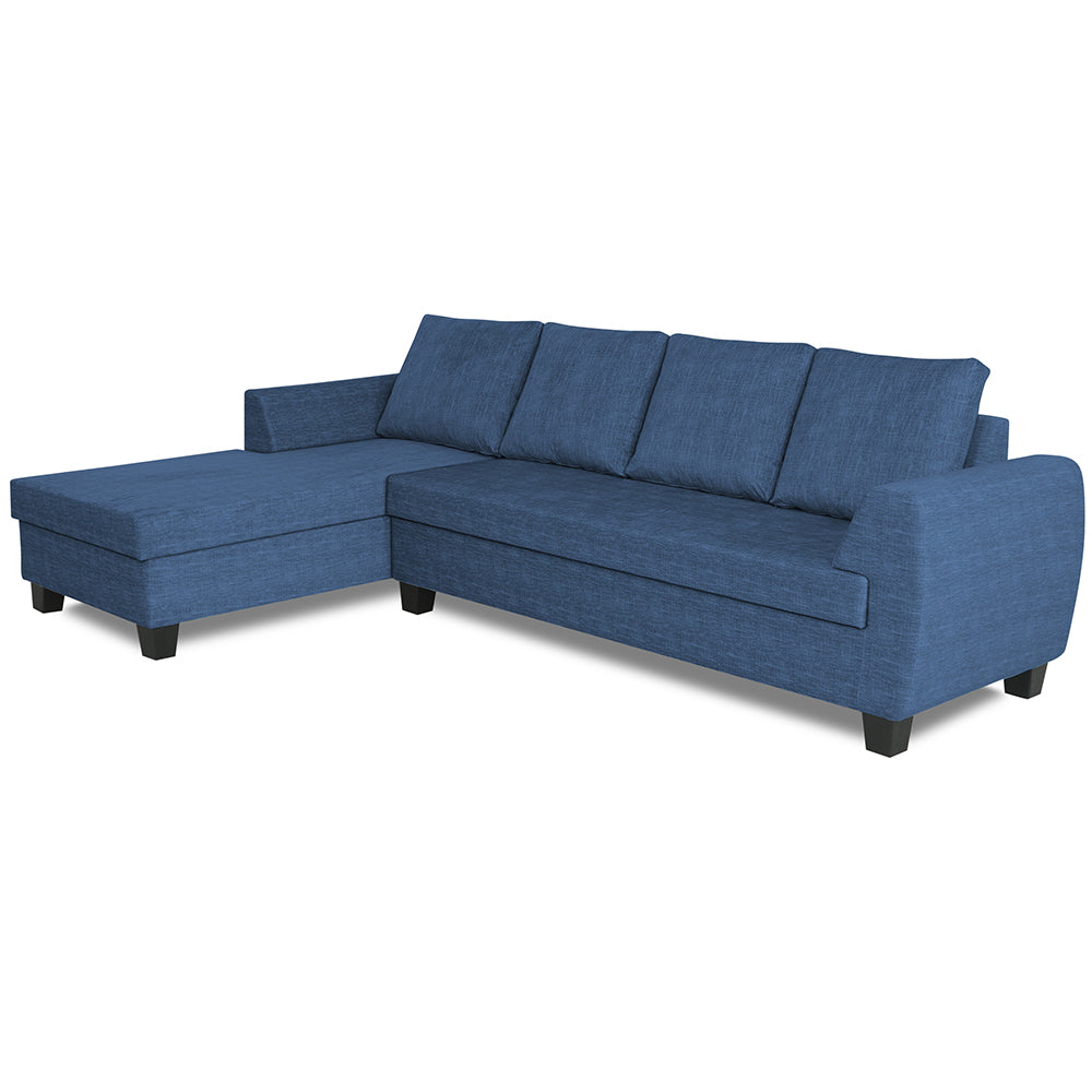 Adorn India Raiden Decent Premium L Shape 6 Seater Sofa Set with Center Table (Left Hand Side) (Blue) (3 Year Warranty)
