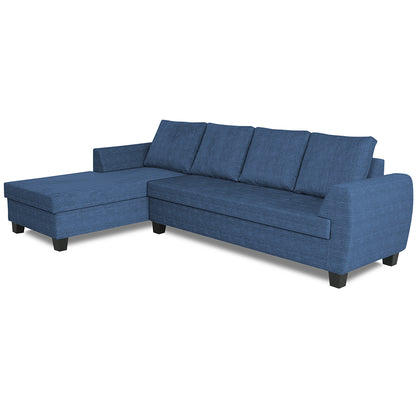 Adorn India Raiden Decent Premium L Shape 6 Seater Sofa Set with Center Table (Left Hand Side) (Blue) (3 Year Warranty)