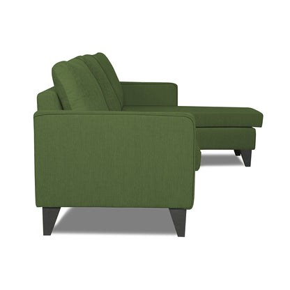 Adorn India Chandler Plain L Shape 4 Seater Sofa Set (Green) (3 Year Warranty)