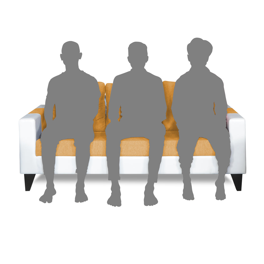 Adorn India Ashley Plain Leatherette Fabric 3 Seater Sofa (Beige & White) (3 Year Warranty)
