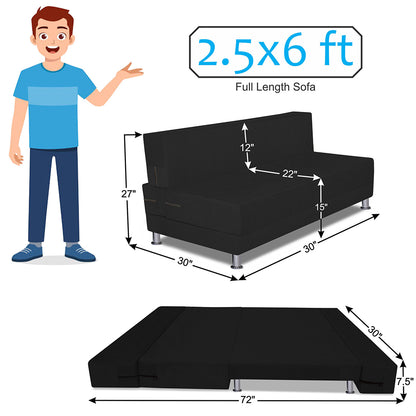 Adorn India Easy Alyn Plus Decent 1 Seater Sofa Cum Bed (2.5x6) (Black) (1 Year Warranty)