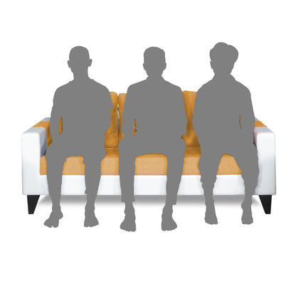 Adorn India Ashley Stripes Leatherette Fabric 3 Seater Sofa (Beige & White) (3 Year Warranty)