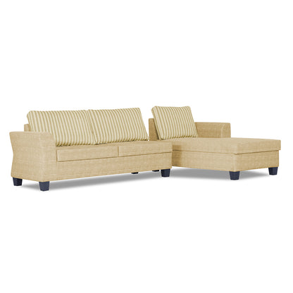 Adorn India Valencia Plus L Shape 6 Seater Sofa Set Stripes (Right Hand Side) (Blue)