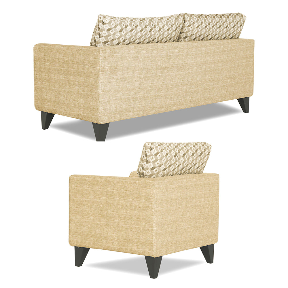 Adorn India Tornado Bricks 3+1+1 5 Seater Sofa Set with Centre Table (Beige)