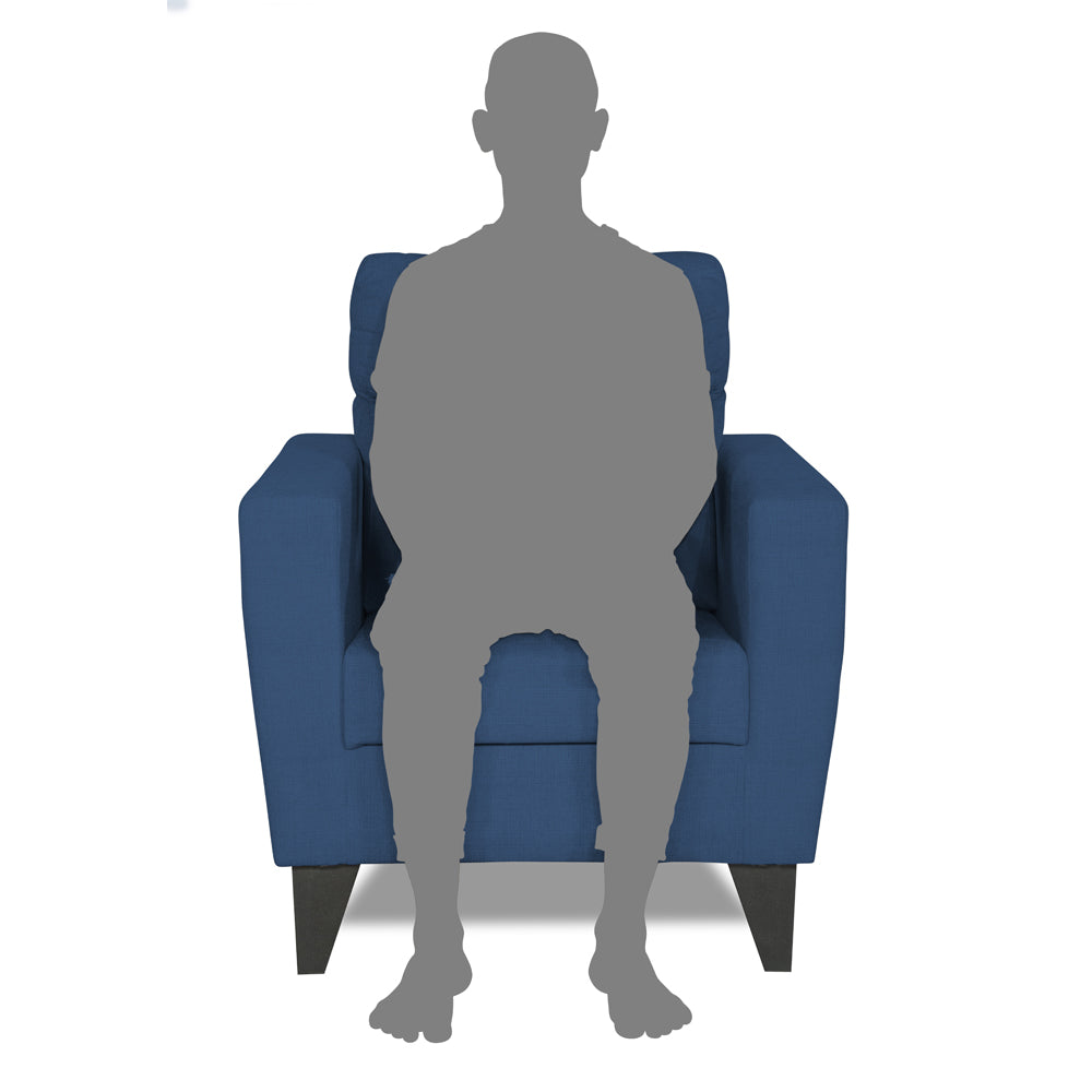 Adorn India Cardello 1 Seater Sofa (Blue) (3 Year Warranty)