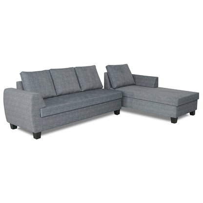 Adorn India Raiden Decent Premium L Shape 6 Seater Sofa Set with Center Table (Right Hand Side) (Grey) (3 Year Warranty)
