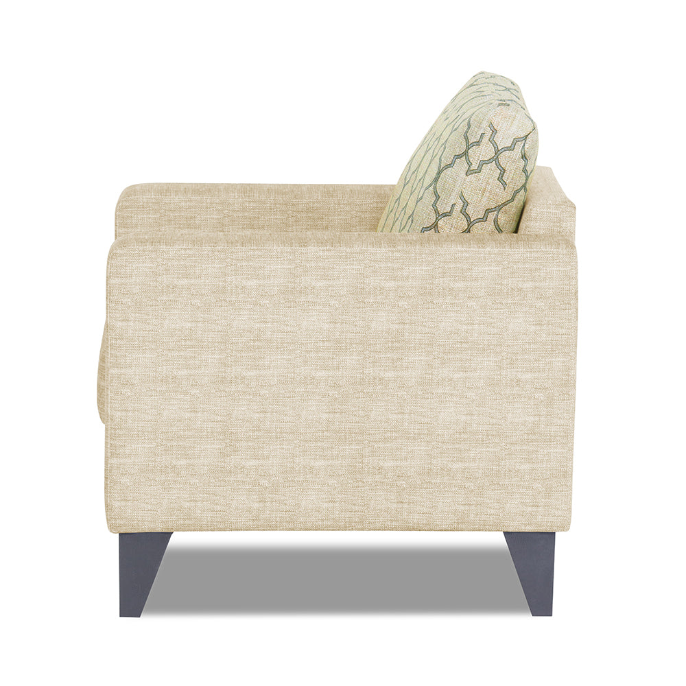 Adorn India Straight line Plus Blossom 3 Seater Sofa (Beige) (3 Year Warranty)