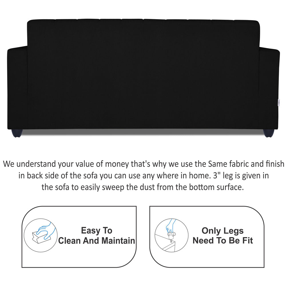 Adorn India Rio Highback 3+2 5 Seater Sofa Set (Black) (3 Year Warranty)