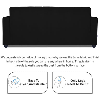 Adorn India Rio Highback 3+2 5 Seater Sofa Set (Black) (3 Year Warranty)