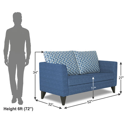 Adorn India Tornado Bricks 2 Seater Sofa (Blue)