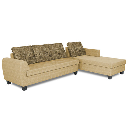 Adorn India Raiden Crafty L Shape 6 Seater Sofa Set with Center Table (Right Hand Side) (Beige) (3 Year Warranty)