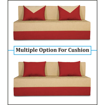 Adorn India Easy Boom 4 Seater Sofa Cum Bed 6 x 6 (Red Beige) (1 Year Warranty)