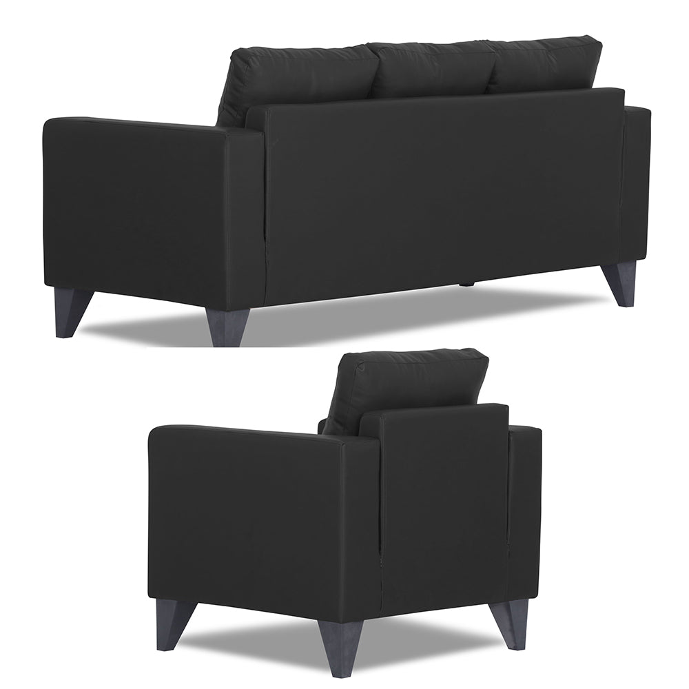 Adorn India Straight line Plus Leatherette 3+1+1 5 Seater Sofa Set (Black) (3 Year Warranty)