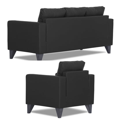 Adorn India Straight line Plus Leatherette 3+1+1 5 Seater Sofa Set (Black) (3 Year Warranty)