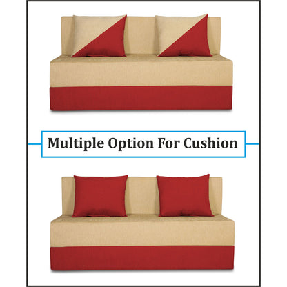 Adorn India Easy Desmond 2 Seater Sofa Cum Bed 4 x 6 (Red & Beige) (1 Year Warranty)