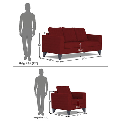 Adorn India Hallton Plain 3+1+1 5 Seater Sofa Set (Maroon) (3 Year Warranty)