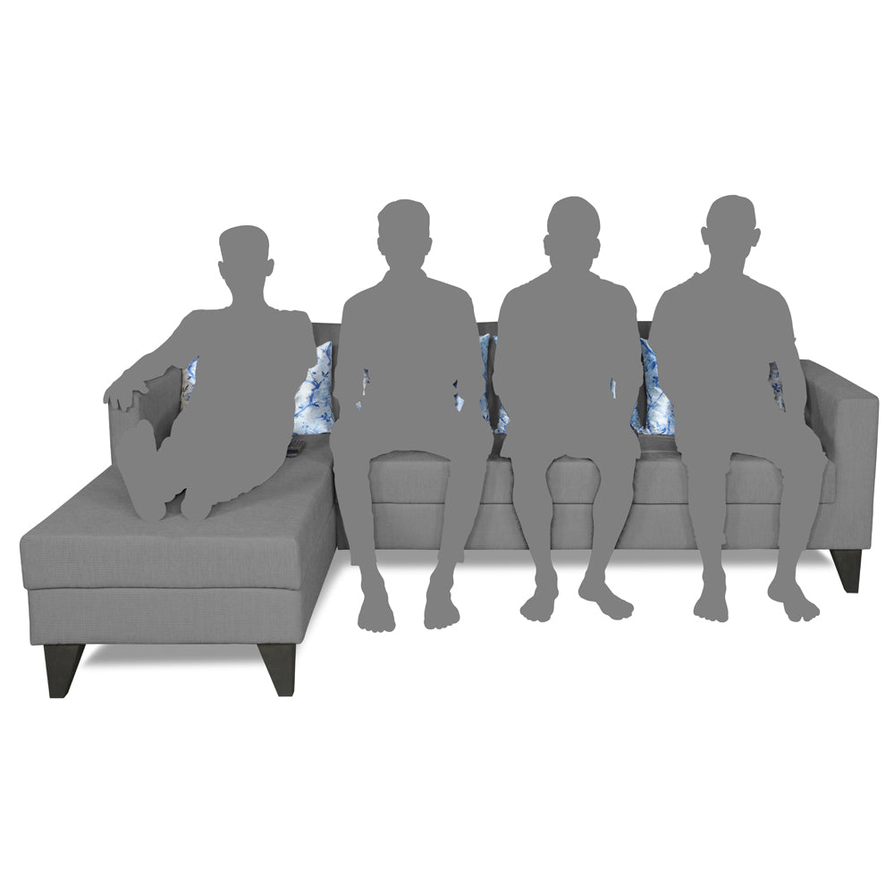 Adorn India Bladen L Shape 5 Seater Sofa Set Floral Print (Left Hand Side) (Grey)