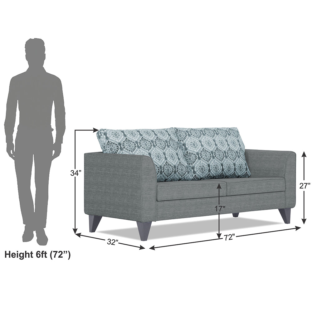 Adorn India Cortina Damask 3 Seater Sofa (Grey)