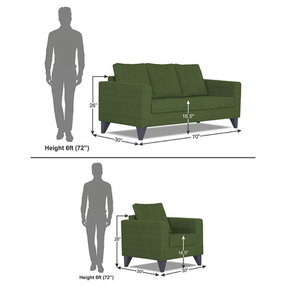 Adorn India Hallton Plain 3+1+1 5 Seater Sofa Set (Green) (3 Year Warranty)
