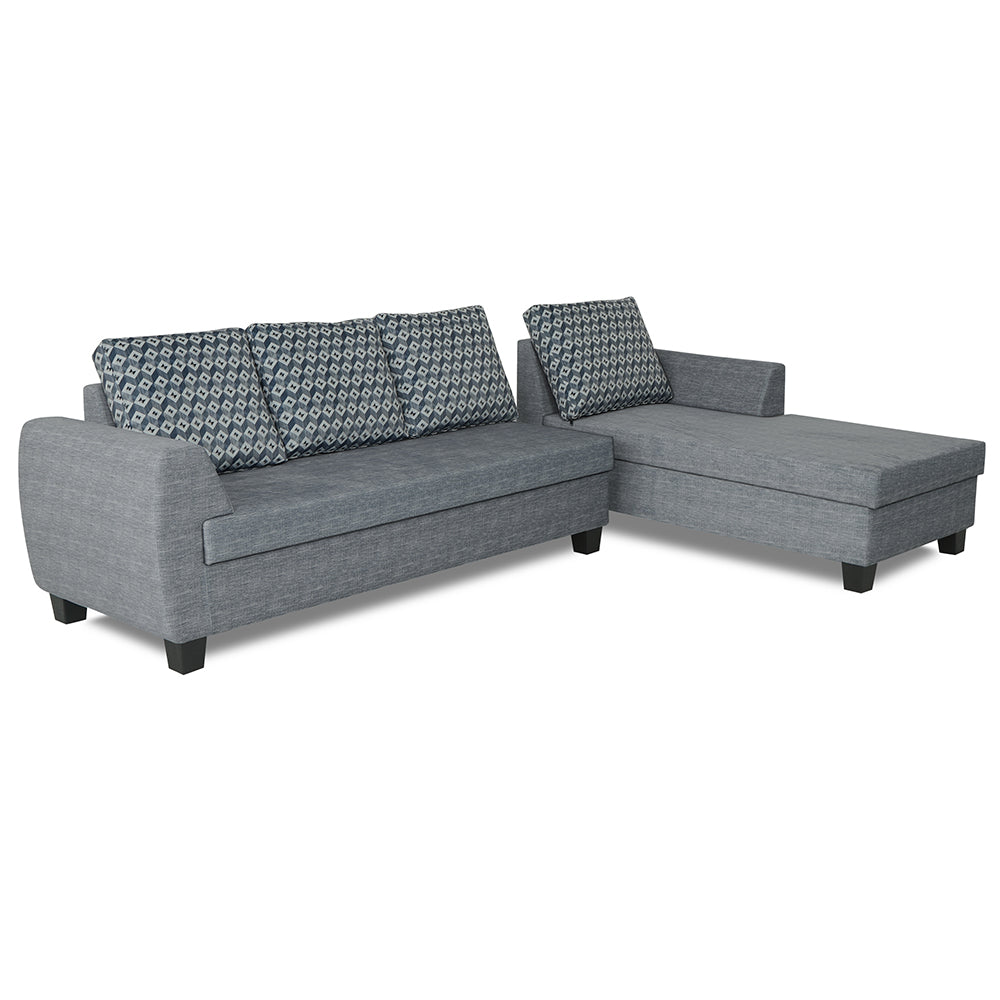 Adorn India Raiden Bricks Premium L Shape 6 Seater Sofa Set with Center Table (Right Hand Side) (Grey) (3 Year Warranty)