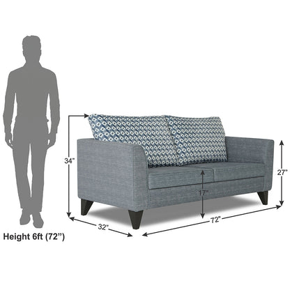 Adorn India Tornado Bricks 3 Seater Sofa (Grey)
