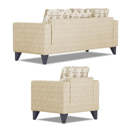 Adorn India Straight line Plus Leaf 3+1+1 5 Seater Sofa Set (Beige) (3 Year Warranty)