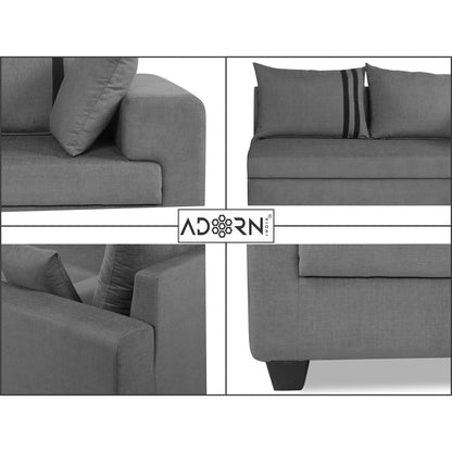 Adorn India Winston L Shape 6 Seater Sofa Set (Left Side) (Grey)