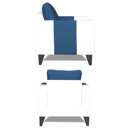 Adorn India Ashley Plain Leatherette Fabric 1 Seater Sofa (Blue & White) (3 Year Warranty)