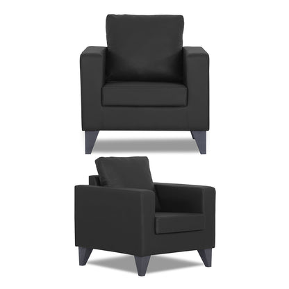 Adorn India Straight line Plus Leatherette 3+2+1 6 Seater Sofa Set (Black) (3 Year Warranty)