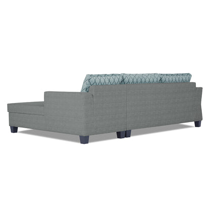 Adorn India Valencia Plus L Shape 6 Seater Sofa Set Blossom (Right Hand Side) (Grey)