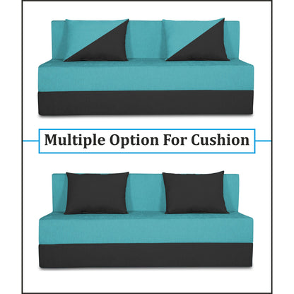 Adorn India Foam Easy Desmond 4 Seater Sofa Cum Bed 6 X 6 (Aqua Blue & Black) (1 Year Warranty)