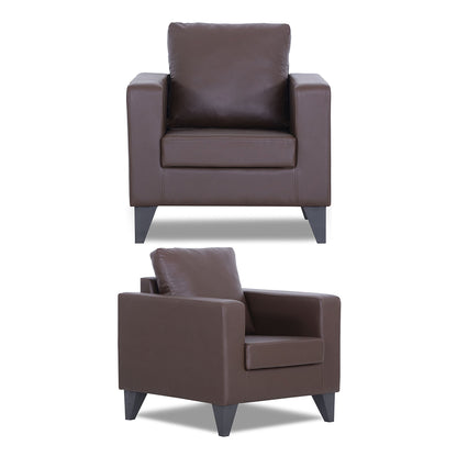 Adorn India Straight line Plus Leatherette 3+2+1 6 Seater Sofa Set (Brown) (3 Year Warranty)