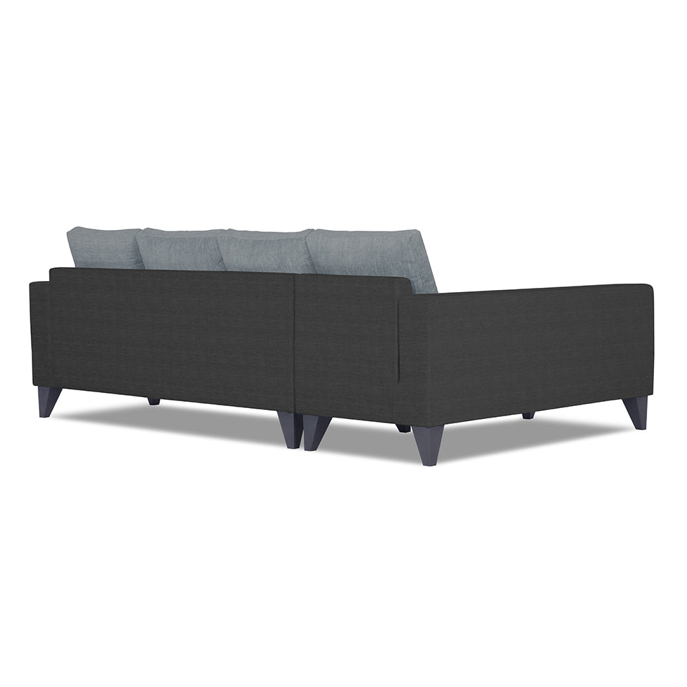 Adorn India Beetle Plus Leaf L Shape 6 Seater Sofa Set (Left Hand Side)(Black & Grey) (3 Year Warranty)