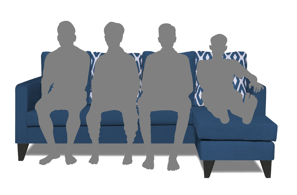 Adorn India Beetle Rhombus L Shape 5 Seater Sofa Set RHS (Blue) (3 Year Warranty)