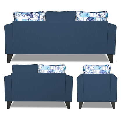 Adorn India Hallton Digitel Print Cushion 3+2+1 6 Seater Sofa Set (Blue) (3 Year Warranty)