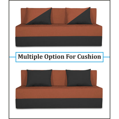 Adorn India Easy Desmond 3 Seater Sofa Cum Bed 5 x 6 (Rust & Black) (1 Year Warranty)
