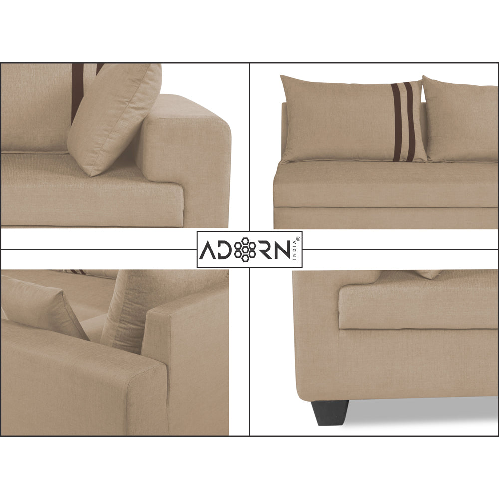 Adorn India Winston L Shape 6 Seater Sofa Set (Left Side) (Beige)