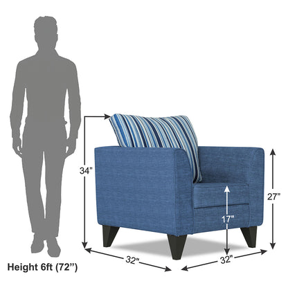 Adorn India Lawson Stripes 1 Seater Sofa (Blue)