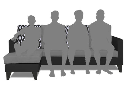 Adorn India Beetle Rhombus L Shape 5 Seater Sofa Set LHS (Grey & Black) (3 Year Warranty)