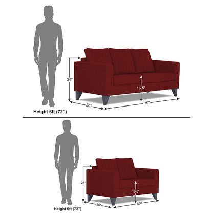Adorn India Hallton Plain 3+2 5 Seater Sofa Set (Maroon) (3 Year Warranty)